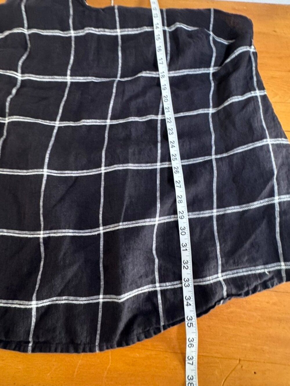 FLAX 100% Linen Windowpane Tunic Dress Charcoal Black 1G Made Lithuania - Picture 7 of 13